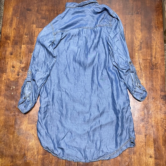 Time & Tru Small Denim Chambray Shirt Dress 1/2 Button Long Sleeve Lyocell Lot - Picture 5 of 11